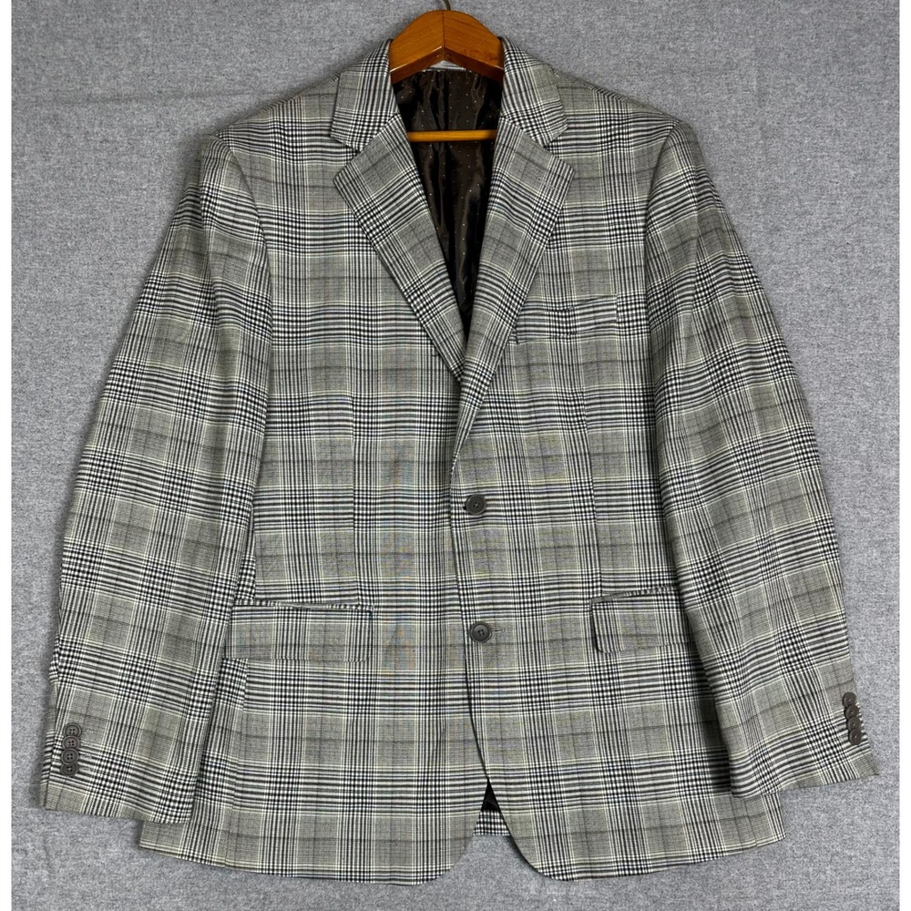 Antonio Cardinni Blazer Mens 42R Grey Silk Blend Glen Plaid Super 150s